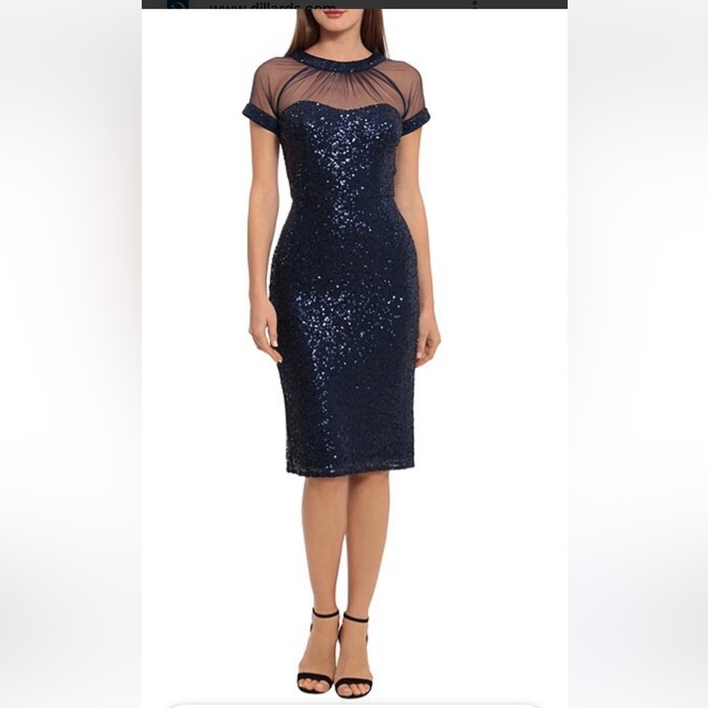 Maggie London Size 2 Navy Sequin Dress NWT